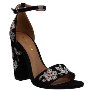 BESTON Ankle Strap Black High Heel Dress Sandal 7